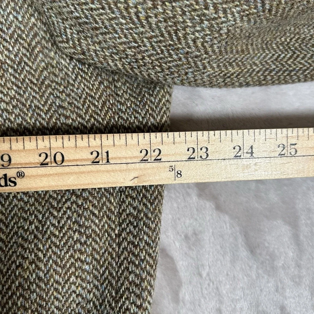 VTG Harris Tweed Blazer Mens 44L Brown Herringbone Wool Handwoven Sport Coat